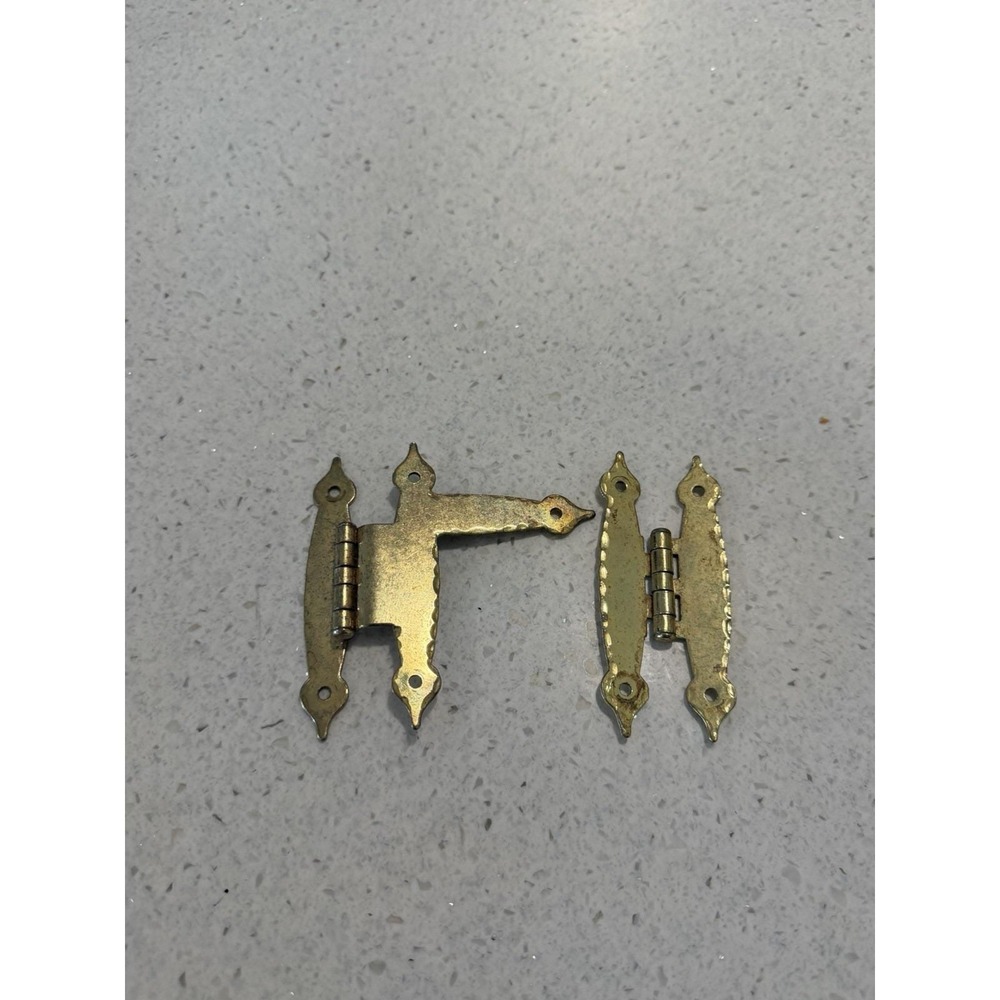 VTG AJAX 921 USA Cabinet Hinges Lot 2 Replacement Brass Tone Hardware